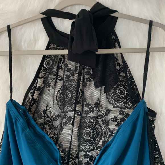 Solar usa Teal Black Lace Up Top XL - Picture 7 of 8